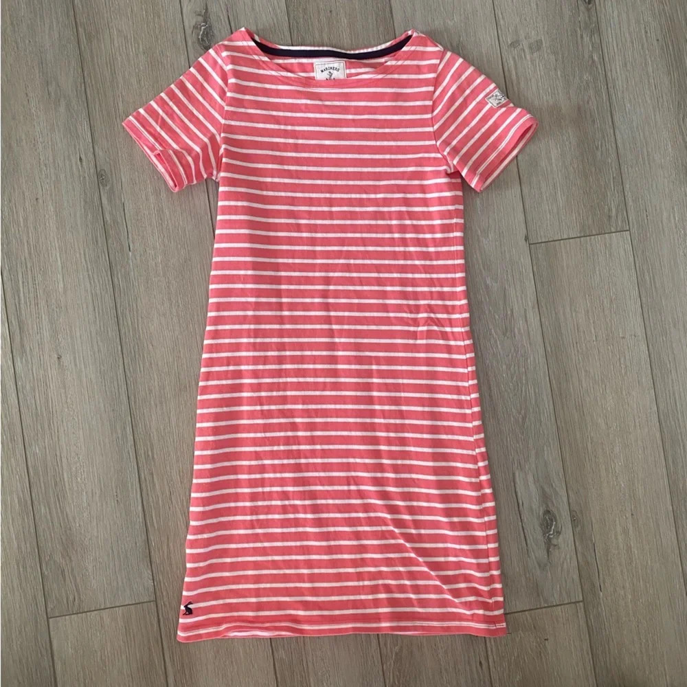 Joules Women's Mariners Grade 100% Cotton Striped Nautical Shirt Dress Pnk 4 EUC